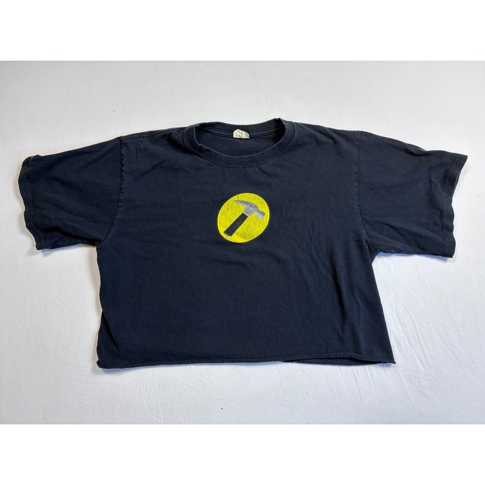 Anvil Womens T Shirt Captain Hammer Graphic Short Sleeve Medium M Crop Navy